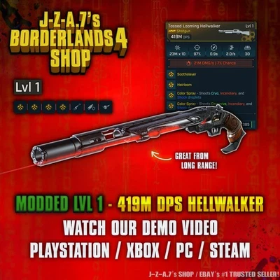 Borderlands 4✨ MODDED LEVEL ONE 419M DPS HELLWALKER SHOTGUN BL4 ✅PC-PS-XBOX✨