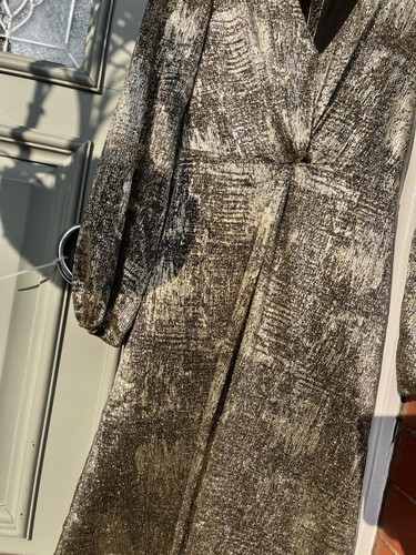 Monsoon Vanessa Sparkling Shimmery Gold Twist Front Dress Size 8 Beautiful B54 - 第 6/10 張圖片