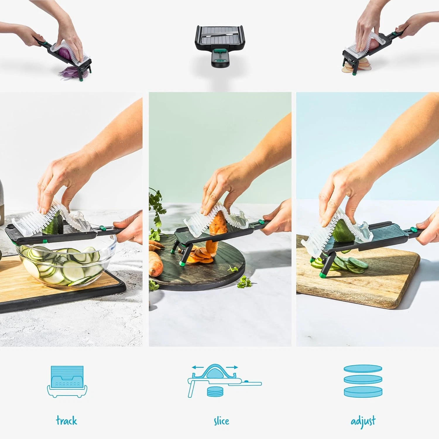 Nocutu Handheld Safety Mandoline Slicer Food Vegetable Cutter Non-Slip Bowl Hook