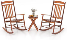 Elegante set bistrot a dondolo da esterno 3 pezzi con tavolo e sedie pieghevoli