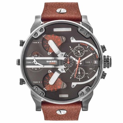 Diesel Original DZ7332 MR DADDY 2.0 Gunmetal Brown Leather Strap