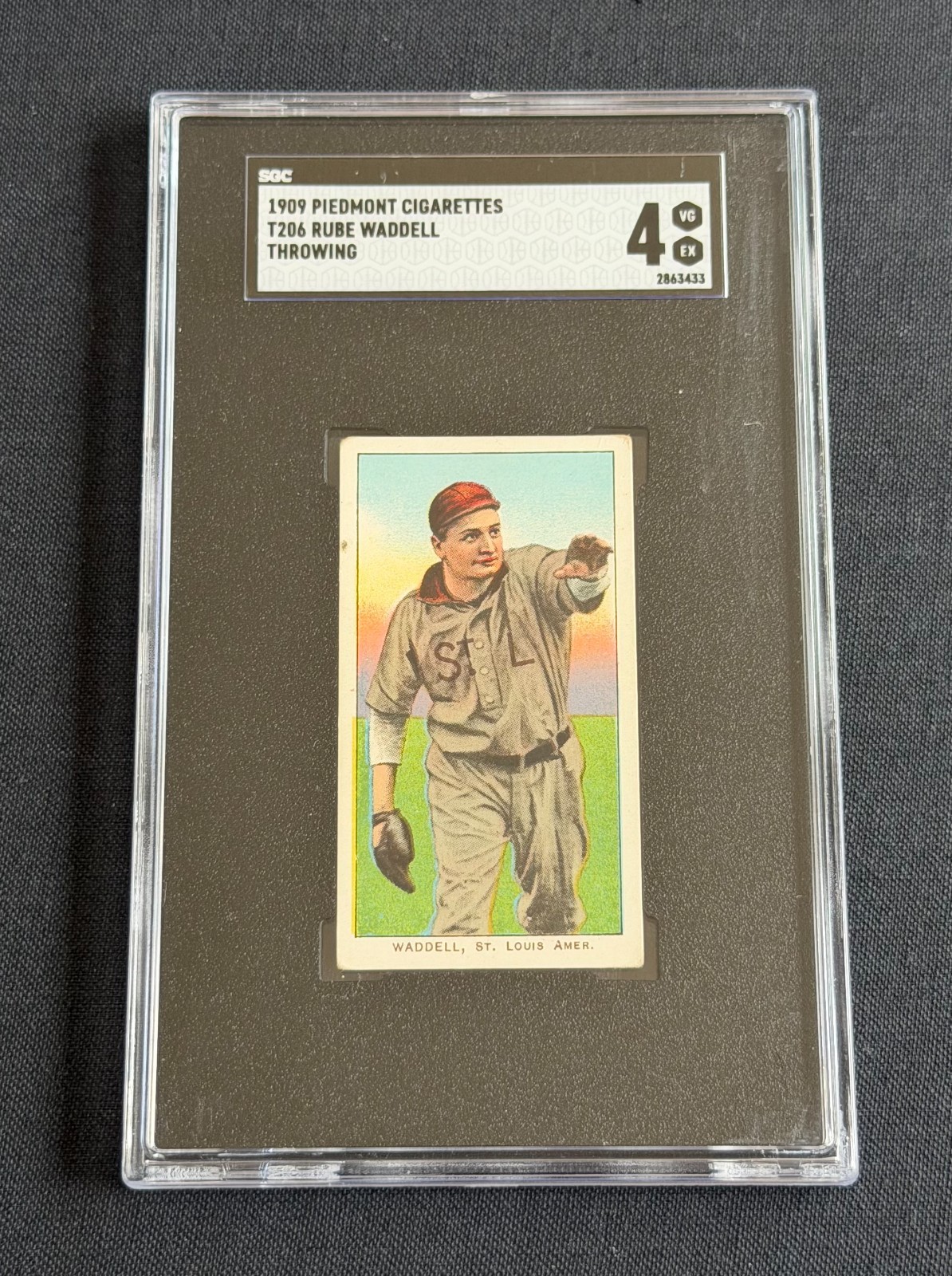 1909 T206 Rube Waddell Throwing SGC 4 GREAT COLOR Piedmont HOF