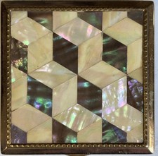 Vintage Melissa Mother Of Pearl Compact And Mirror. Fully marked. 6cm. Excellent