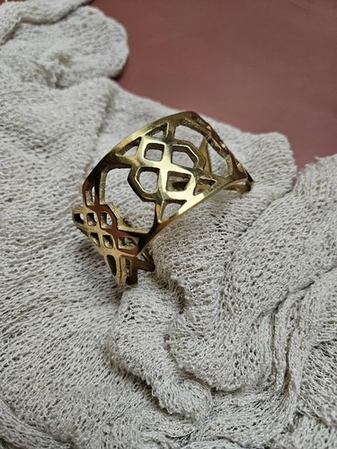 Gold Bangle Bracelet Geometric Cuff Statement Piece