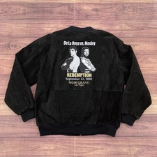Vintage 2003 Jeff Hamilton De La Hoya Vs Mosley Boxing Fight Suede Jacket Size L