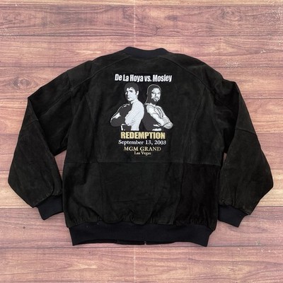 Vintage 2003 Jeff Hamilton De La Hoya Vs Mosley Boxing Fight Suede Jacket Size L