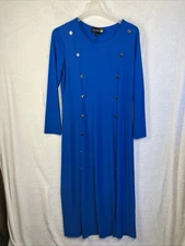 Antthony Original Dress Large Blue long Gold Buttons