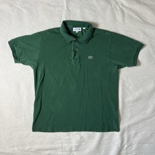 Lacoste Mens Size 6 US L Dark Green Solid Pique Short Sleeve Polo Shirt Peru   