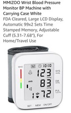 MMIZOO Wrist Blood Pressure Monitor BP Machine with Carrying Case  Batteries