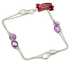 Amethyst Stone Solid Sterling Silver Elegant Chain Sister February New Necklace