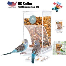 No Mess Automatic Bird Transparent Food Container Cage Acrylic Parrot Accesso...