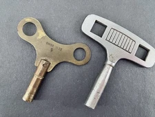 Vintage Wind Up Clock Key Lot Of 2 - One Brass Gold Tone Swiss Made #9