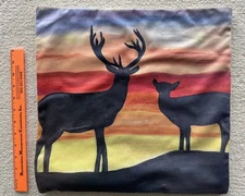 Decorative Pillow Cover From Hand Painted Portrait deer in silhouette 15 X 15  