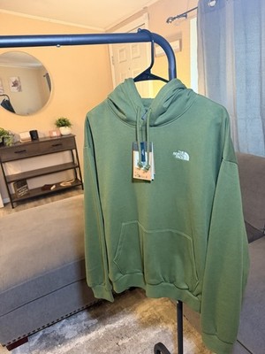 The North Face Circular Design Men's Green Pullover Hoodie w/ Logo Pockets Sz S