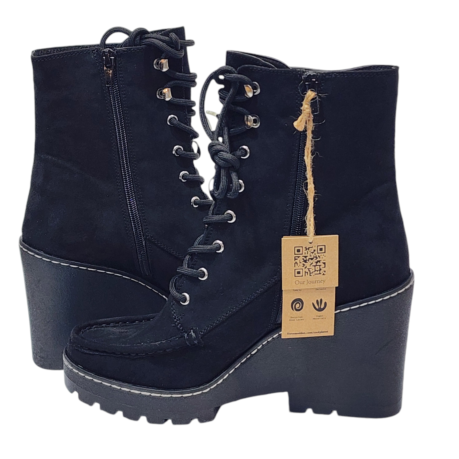 Cool Planet By Steve Maden Marsh Boots Size 10 M Black Wedge Booties