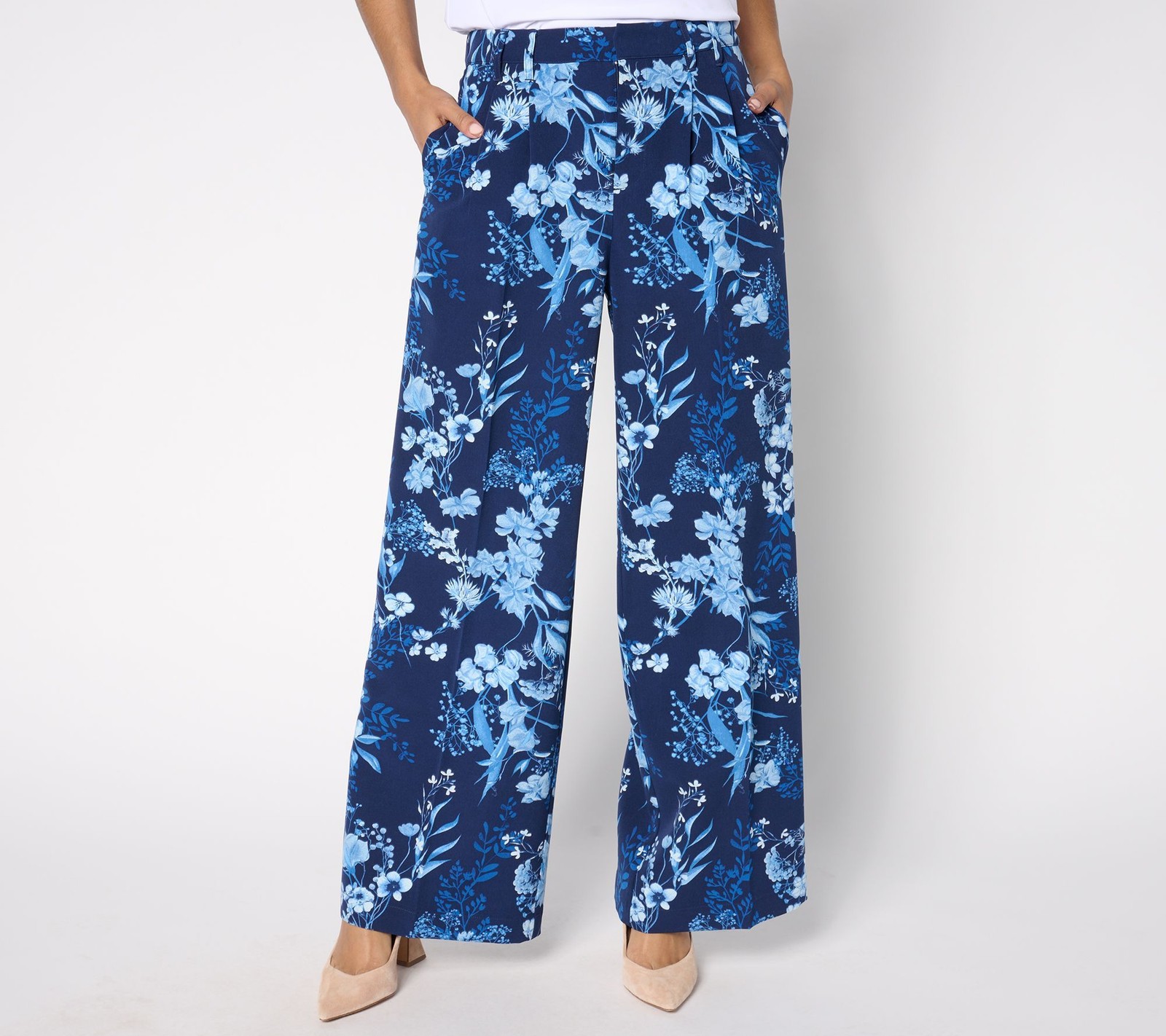 Maya J Women's Pants Sz L Bitsy Woven Wide Leg Trouser Pant Multi-colored