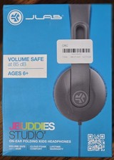 JLab JBuddies Studio Wireless Bluetooth On-Ear Headphones Dark Gray/Blue Ages 6 