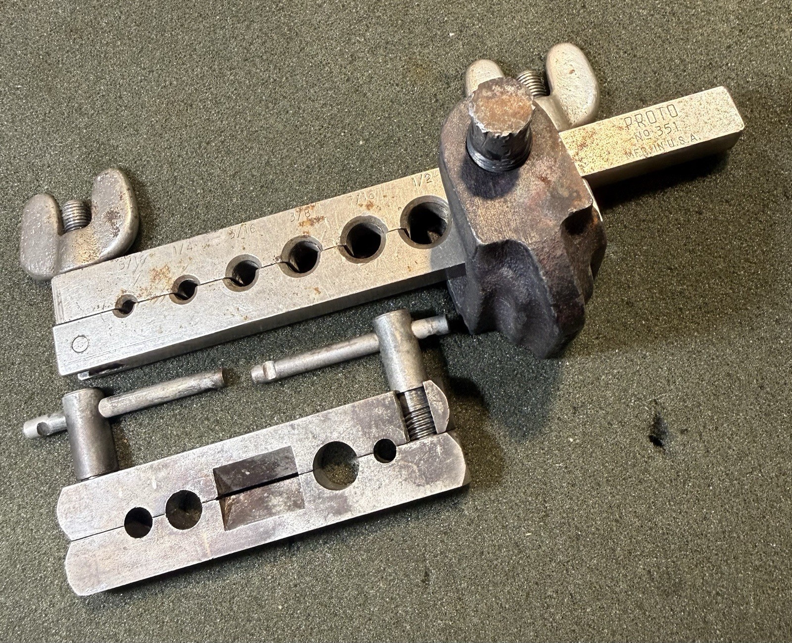 Proto Tool #351 Flaring Tool 3/16”- 5/8” USA 45 Degree With Clamp 3 Tools Brake