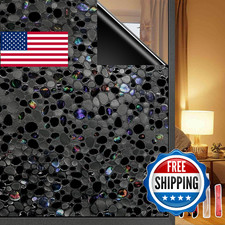 JAYONG Total Blackout Window Privacy Film 17.5x196.8 Black Anti-UV Static Cling