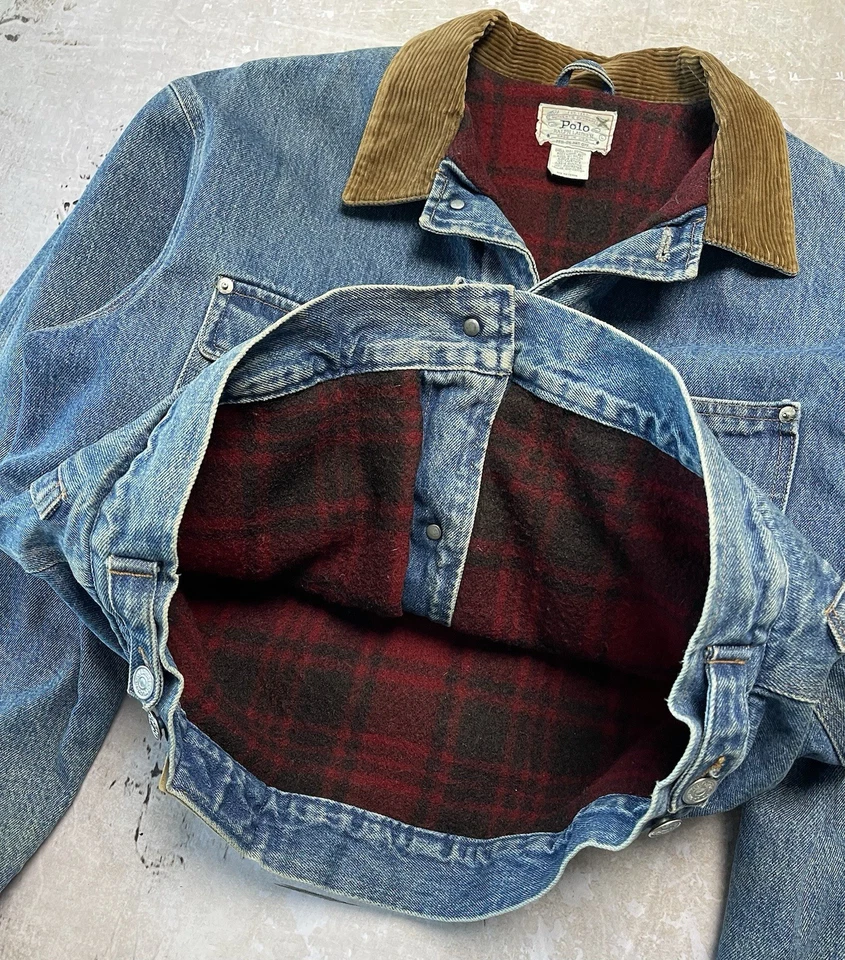 Chaqueta vaquera vintage años 90 Polo Country Ralph Lauren forrada con manta hecha en EE. UU. Foto 4 de 4