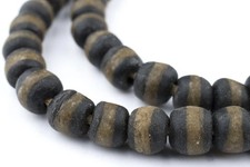 Black Kente Krobo Beads 14mm Ghana African Black and White Round Glass Handmade