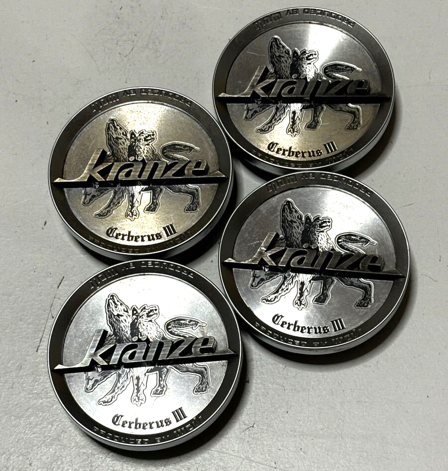 Genuine Weds Kranze Cerberus 3 Center Caps Set of 4 Silver JDM