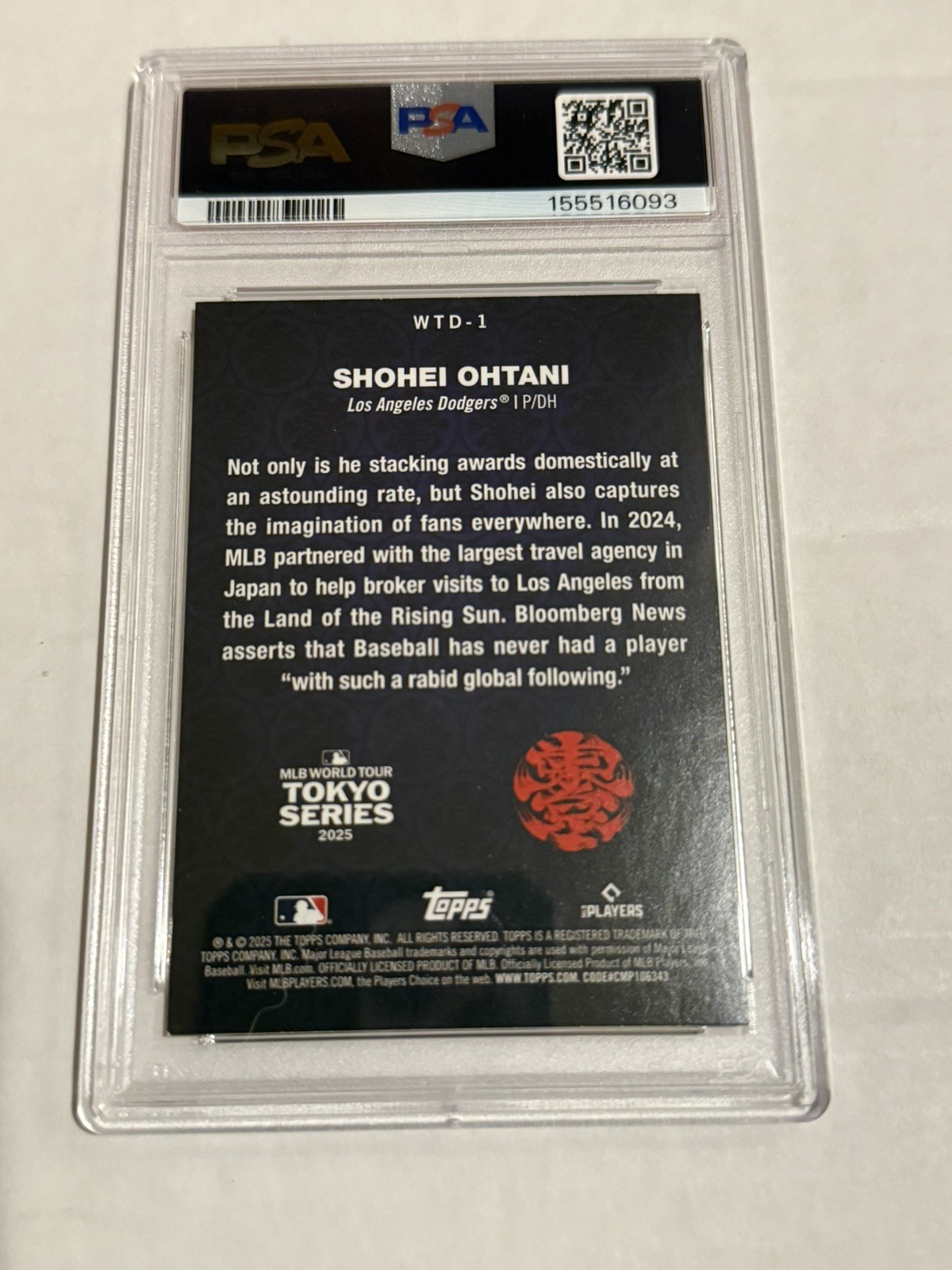 2025 Topps Tokyo Series - World Tour Domination Shohei Ohtani PSA 8 #WTD-1 view 3