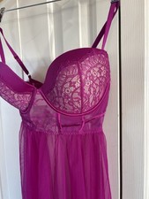 Victoria's Secret Vibrant Fuchsia Padded Babydoll Lingerie Piece Size 36D NWT