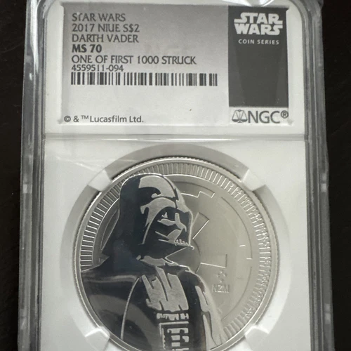 Ngc Star Wars Darth Vader Ms70 Ngc Rare Label 1 Of 1st Struck 2017 Niue S$2