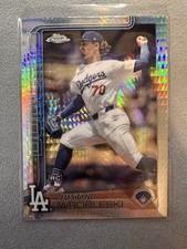 Justin Wrobleski 2025 Topps Chrome #38 Dodgers Prism Refractors Rookie