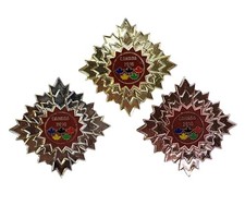 Vancouver 2010 Olympics Gold Silver and Bronze set of 3 Badge Snowflake Pins