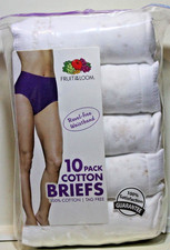 FACTORY 2nd Womens Fruit of the Loom White Cotton Brief Panties 10 pk Sze 10/3X