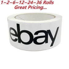 1~2~6~12~24~36 Rolls 2" x 75 Yards eBay Packaging Tape – Black and White Logo