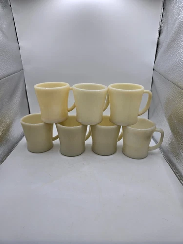 Vintage 1940's Fire King Ivory/Cream Coffee Mugs Set of 7