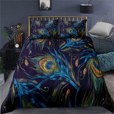 Peacock Feather/Duvet Cover/Double-sided Pillowcase/Bedding Set/All Size/Gifts