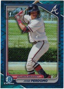 2024 Bowman Chrome Jose Perdomo 1st Bowman Blue Reptilian Refractor /150 BCP-220