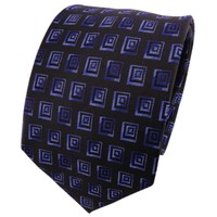 Tigertie Seidenkrawatte Blau Dunkelblau Schwarz Gemustert - Krawatte Seide Silk