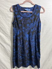 Simply Vera Vera Wang Women’s Dress Floral Blue/ Black Sleeveless Size 12 B36