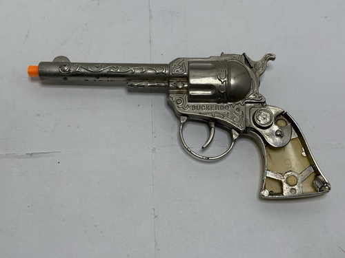 Vintage 1950's Buckaroo Silver Metal Cap Gun (One Grip Missing) | eBay