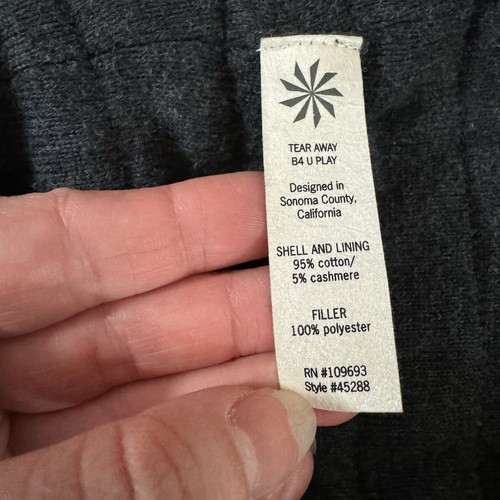 Athleta Cotton Cashmere Blend Trench Coat Sweater Jacket Large Charcoal Gray - Picture 5 of 6