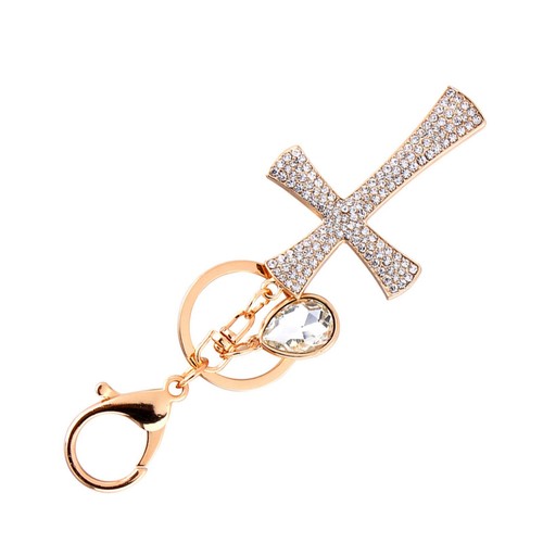 Cross Crystal Rhinestone Key Ring Charm Pendant Purse Bag Cute Keychain HighQ - Picture 8 of 12