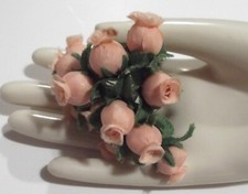 Sweet Vintage Small Peach Roses Millinery Flowers Stems Cluster Bouquet Spray