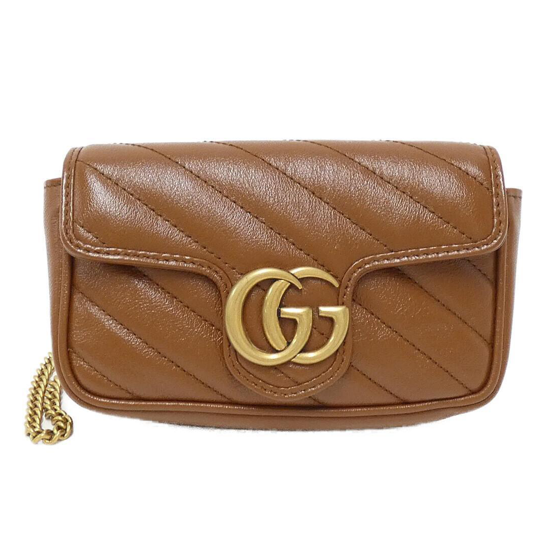 Gucci GG Marmon Azalea Brown Handbag Leather Shoulder Bag Chain