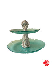 Porta frutta in vetro su due piani