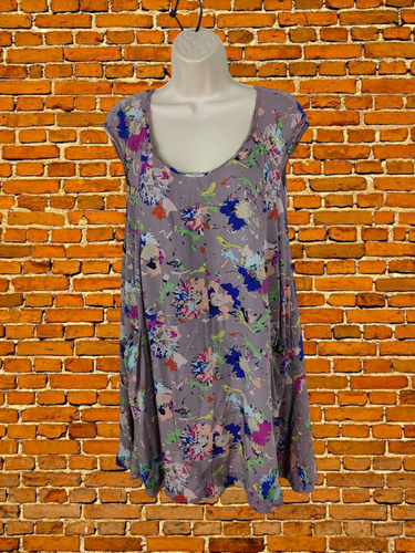 WOMENS WHITE STUFF SIZE UK 10 GREY FLORAL SLEEVELESS LINED FLOATY SUMMER DRESS - Picture 2 of 6
