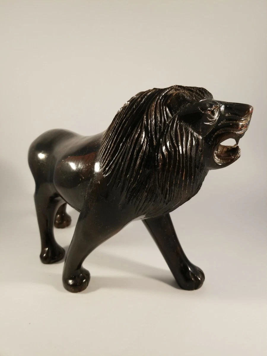 Hand carved hot sale wooden lion