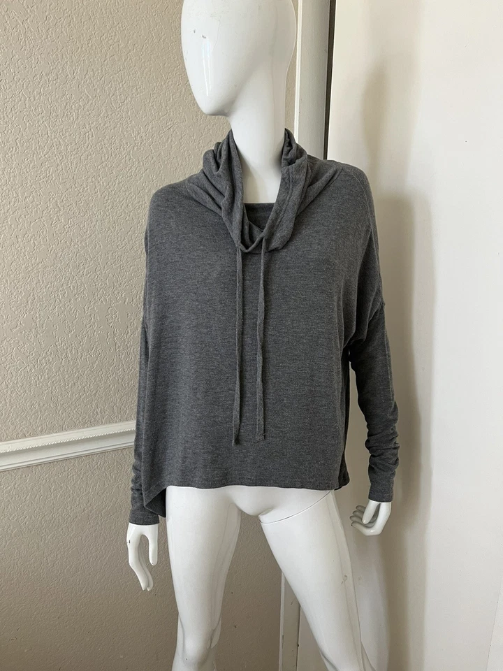 PJ SALVAGE Gris Brezo ¡SUAVE! Pullover cuello embudo tejido rayón manga dolman talla M Foto 2 de 4