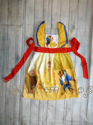 NEW Boutique Princess Belle Beauty and the Beast Girls Sleeveless Ruffle Dress