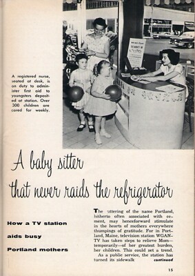 1960 TV ARTICLE~WGAN PORTLAND,MAINE The Mighty 90 E'llora Crane Nursery Lady