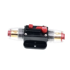1pc Reset Inline Fuse Holder DC Circuit Breaker 4 8 GA AWG 12v 60A Amp Car Audio